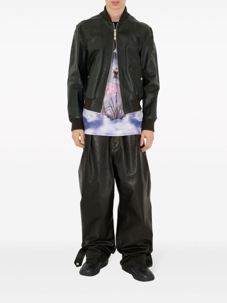 Black Leather Bomber Jacket