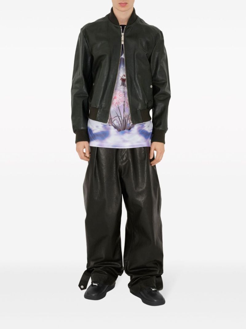 Black Leather Bomber Jacket