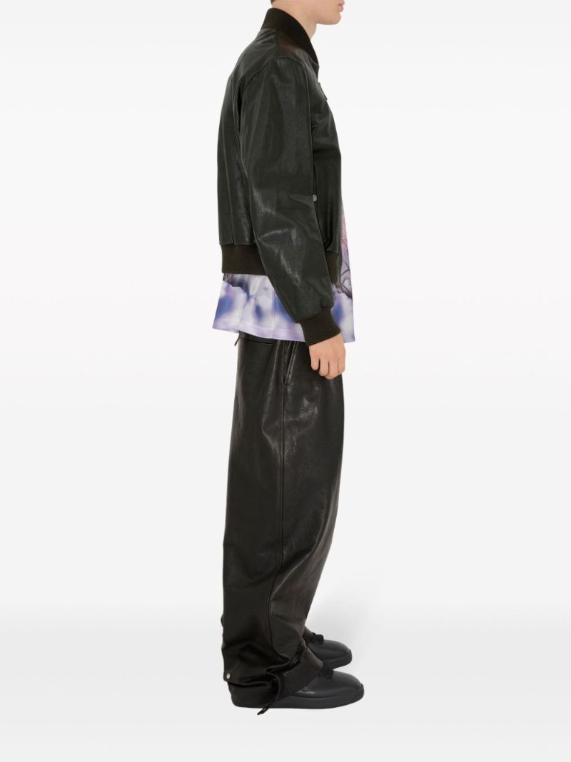Black Leather Bomber Jacket