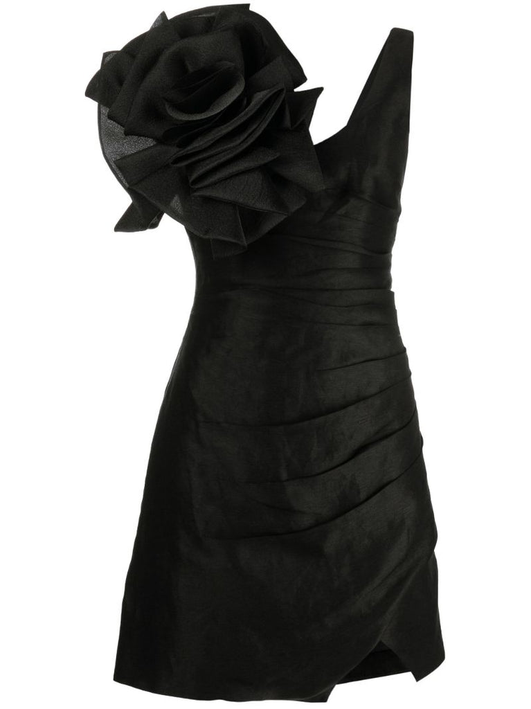 Black Energy Floral-appliquÃ_x0083_Â© Mini Dress