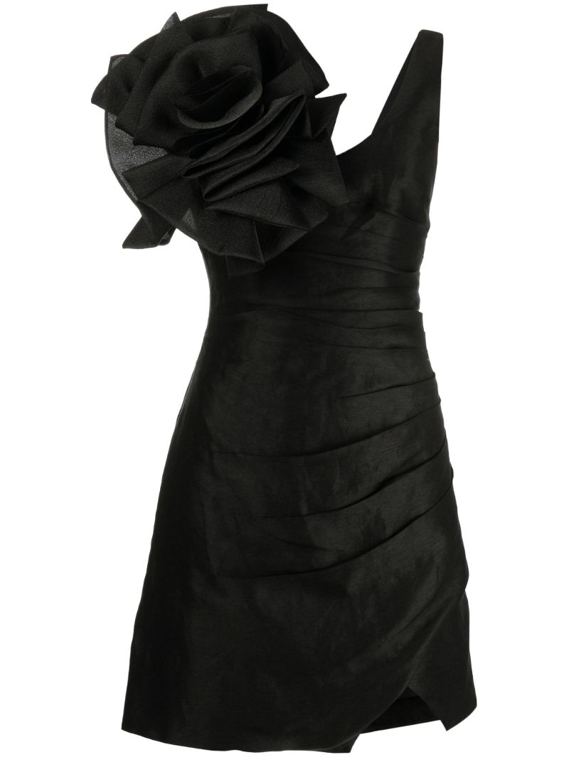 Black Energy Floral-appliquÃ_x0083_Â© Mini Dress
