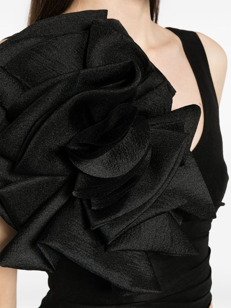 Black Energy Floral-appliquÃ_x0083_Â© Mini Dress