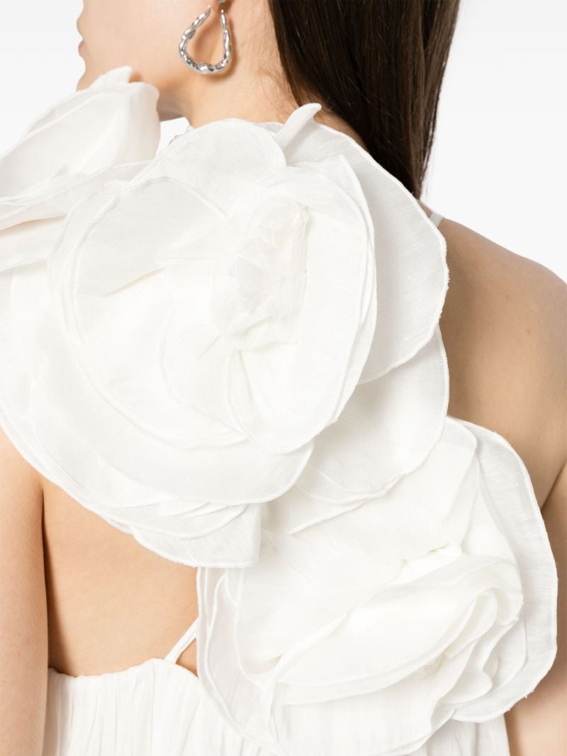 White Flower-appliquÃ_x0083_Â© Linen-silk Top