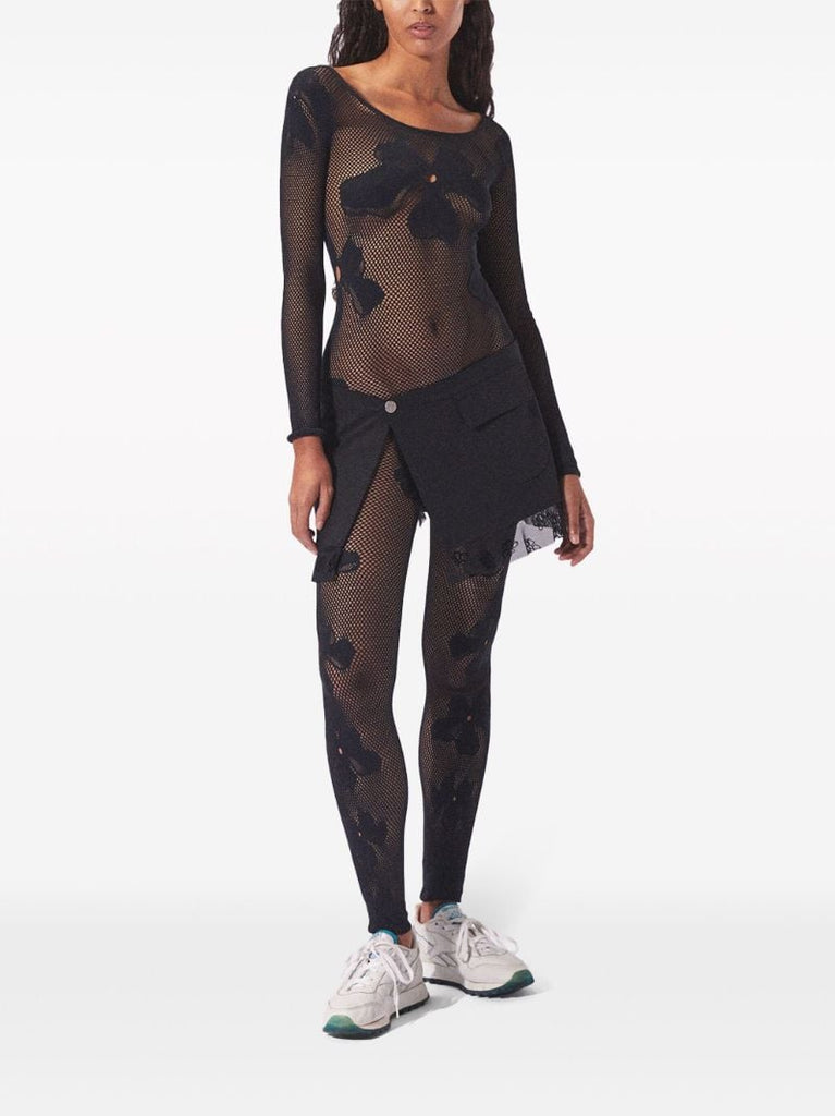 Black Monogram Semi-sheer Jumpsuit