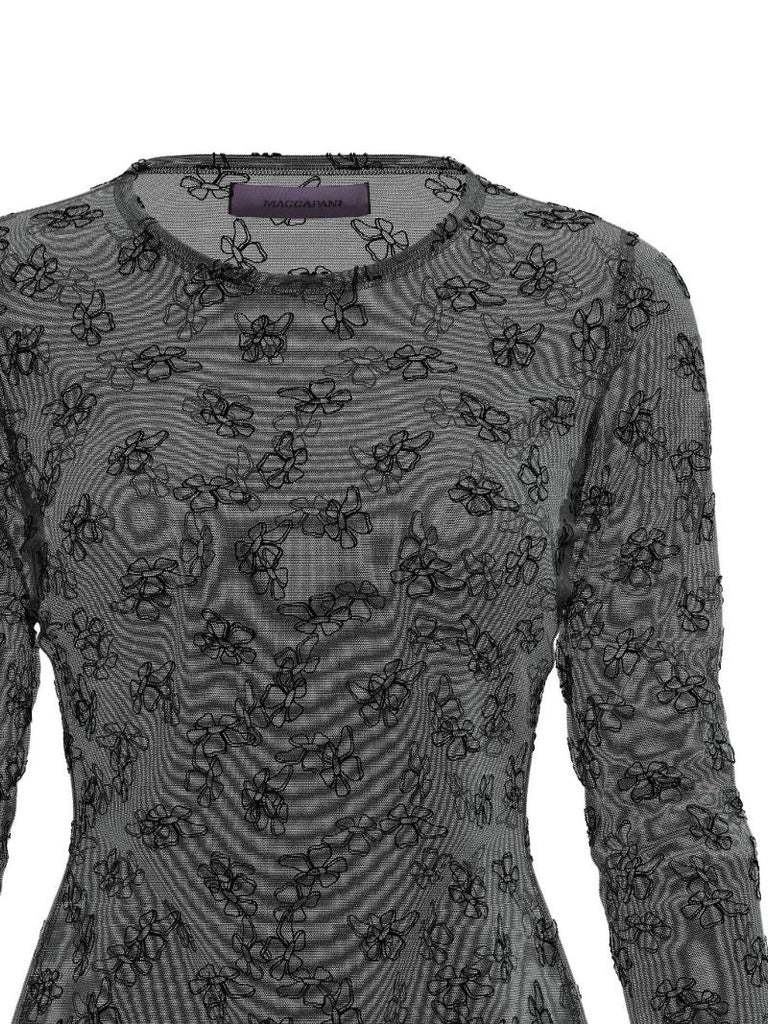 Black Skimpy Floral-print Mesh T-shirt