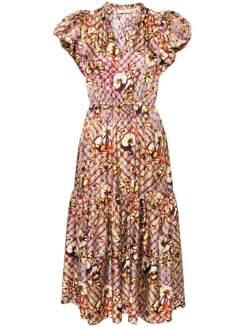 Multicolour Scarlett Floral-print Silk Dress