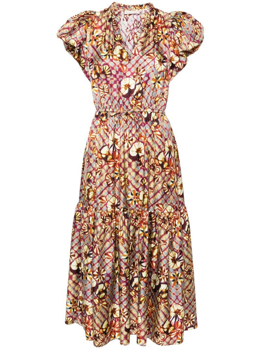 Multicolour Scarlett Floral-print Silk Dress
