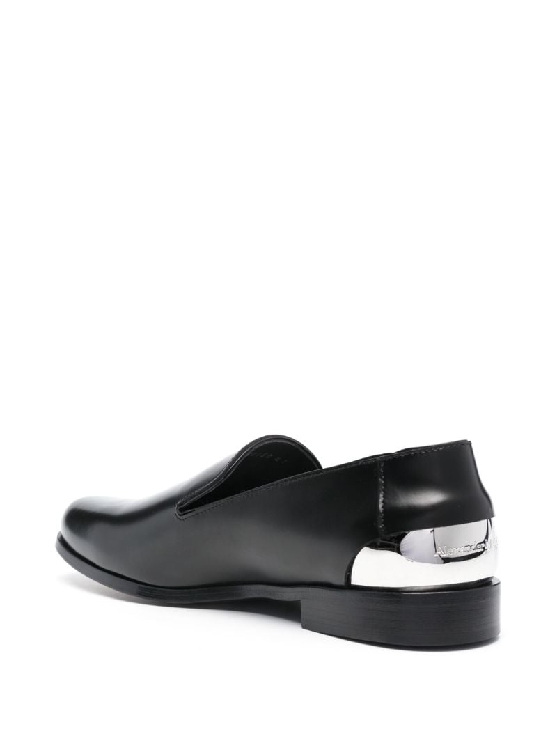 Black Metallic-heel Leather Loafers
