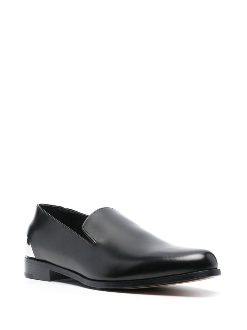 Black Metallic-heel Leather Loafers