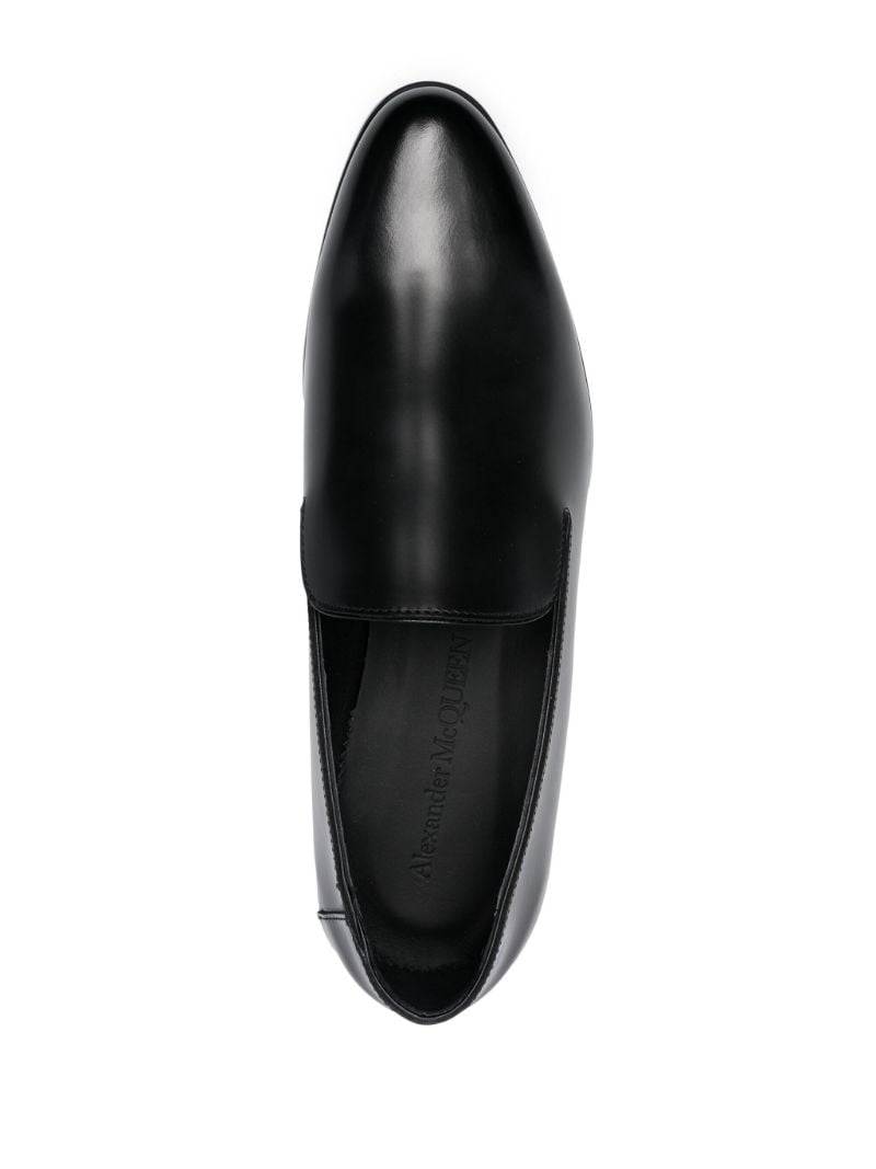Black Metallic-heel Leather Loafers