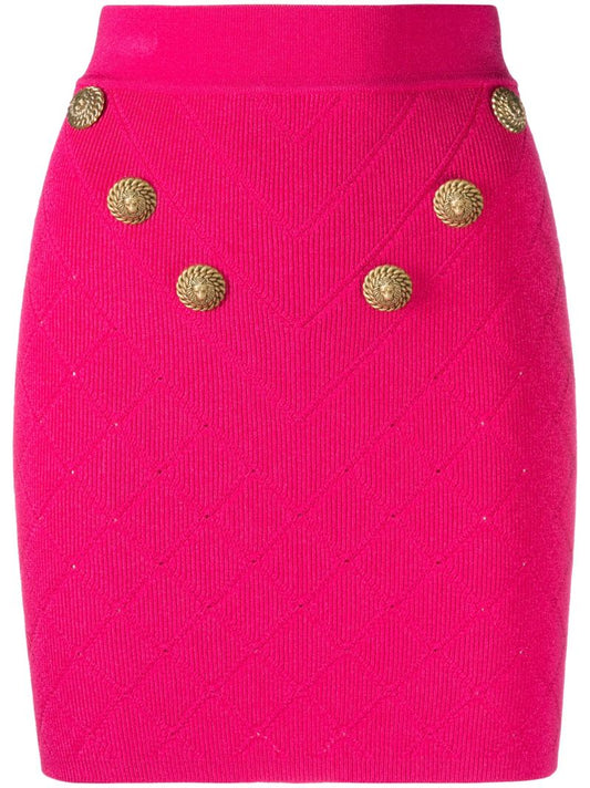 Pink Ribbed Mini Skirt