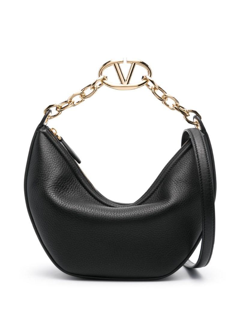 Black Vlogo Moon Small Leather Shoulder Bag