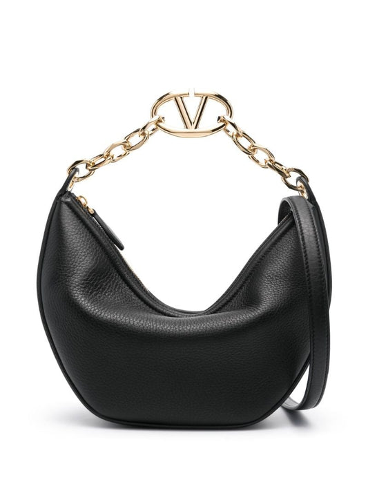 Black Vlogo Moon Small Leather Shoulder Bag