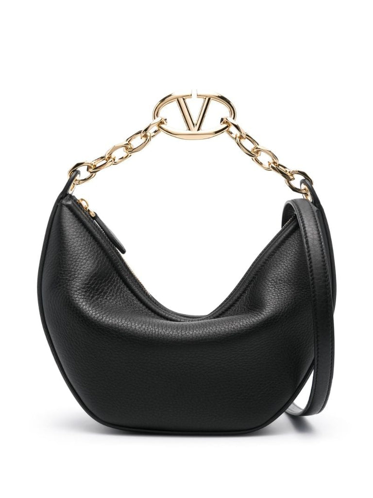 Black Vlogo Moon Small Leather Shoulder Bag