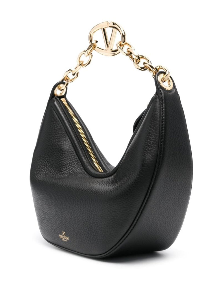 Black Vlogo Moon Small Leather Shoulder Bag