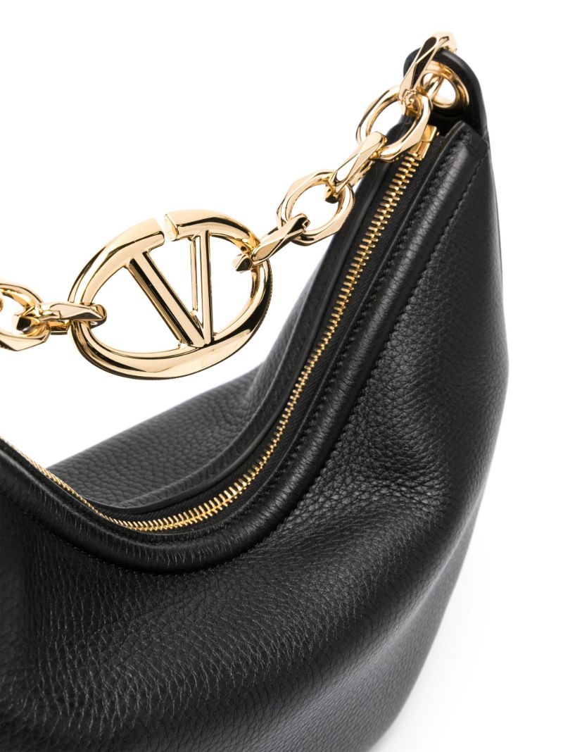 Black Vlogo Moon Small Leather Shoulder Bag