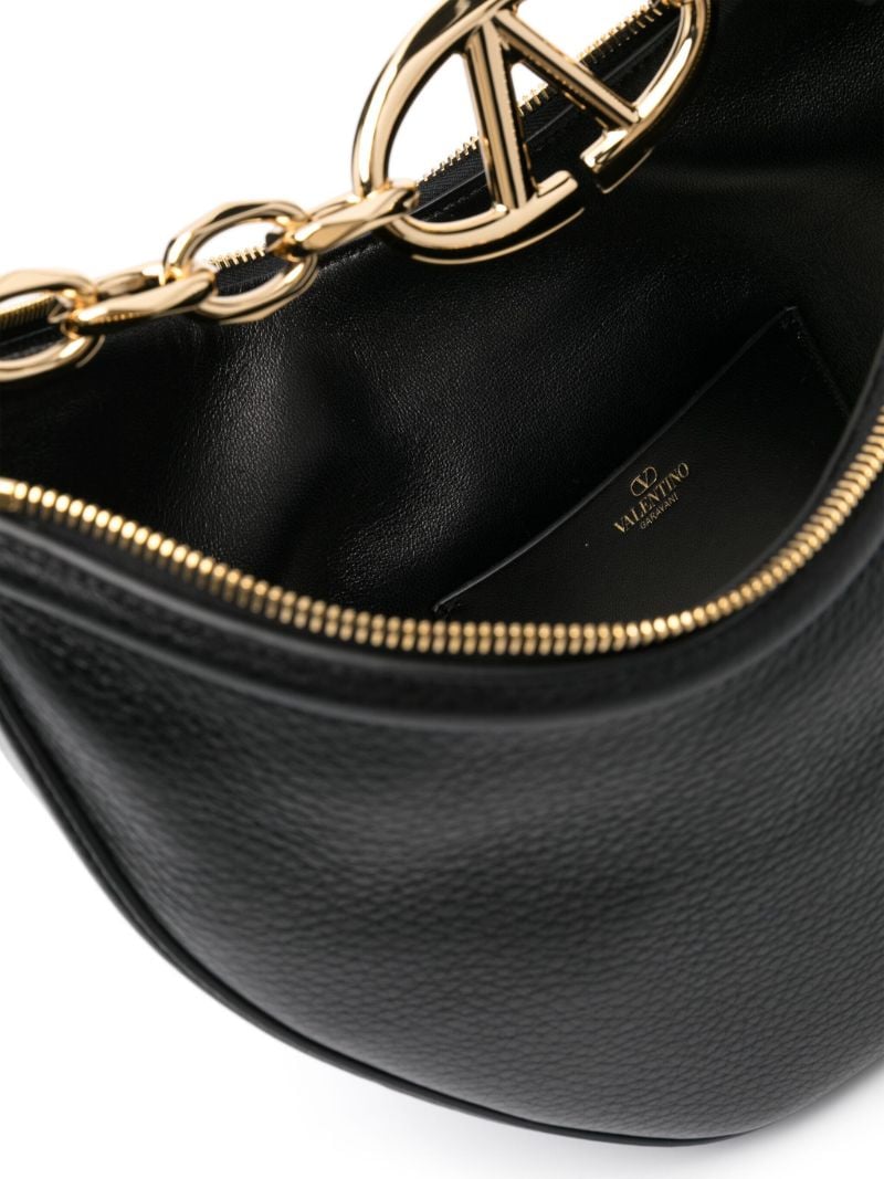Black Vlogo Moon Small Leather Shoulder Bag