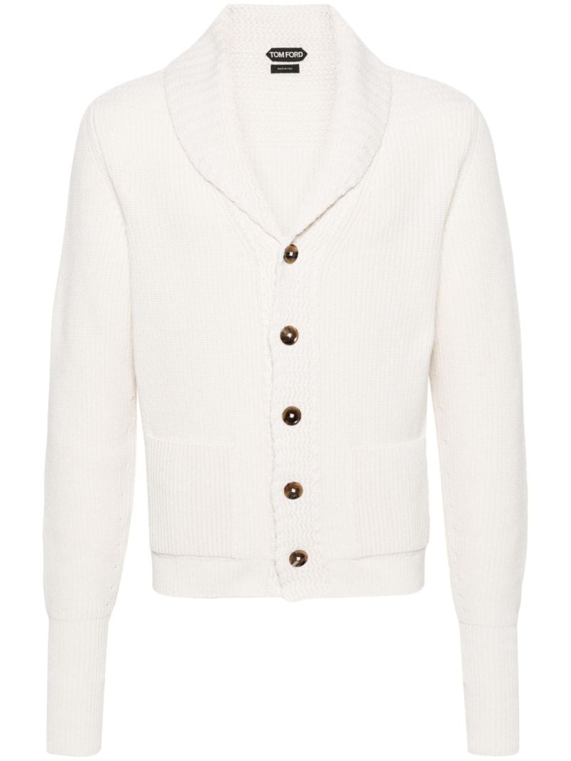 White Shawl-lapel Cashmere Cardigan