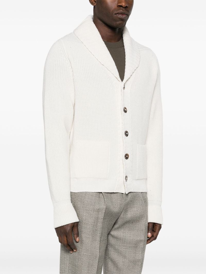 White Shawl-lapel Cashmere Cardigan