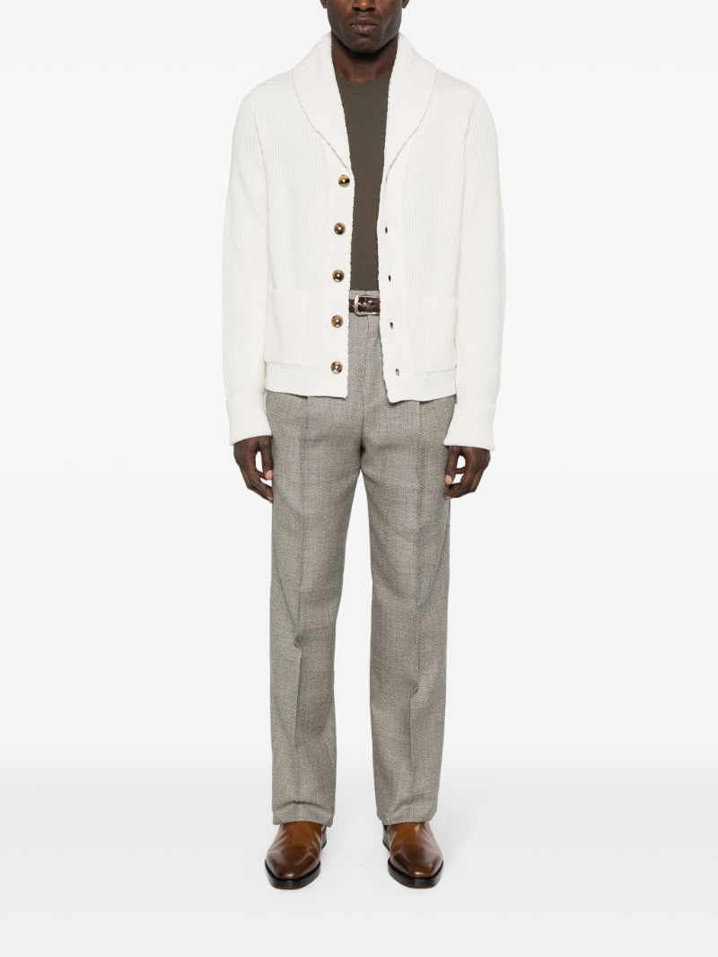 White Shawl-lapel Cashmere Cardigan