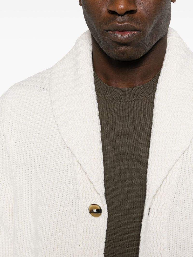 White Shawl-lapel Cashmere Cardigan
