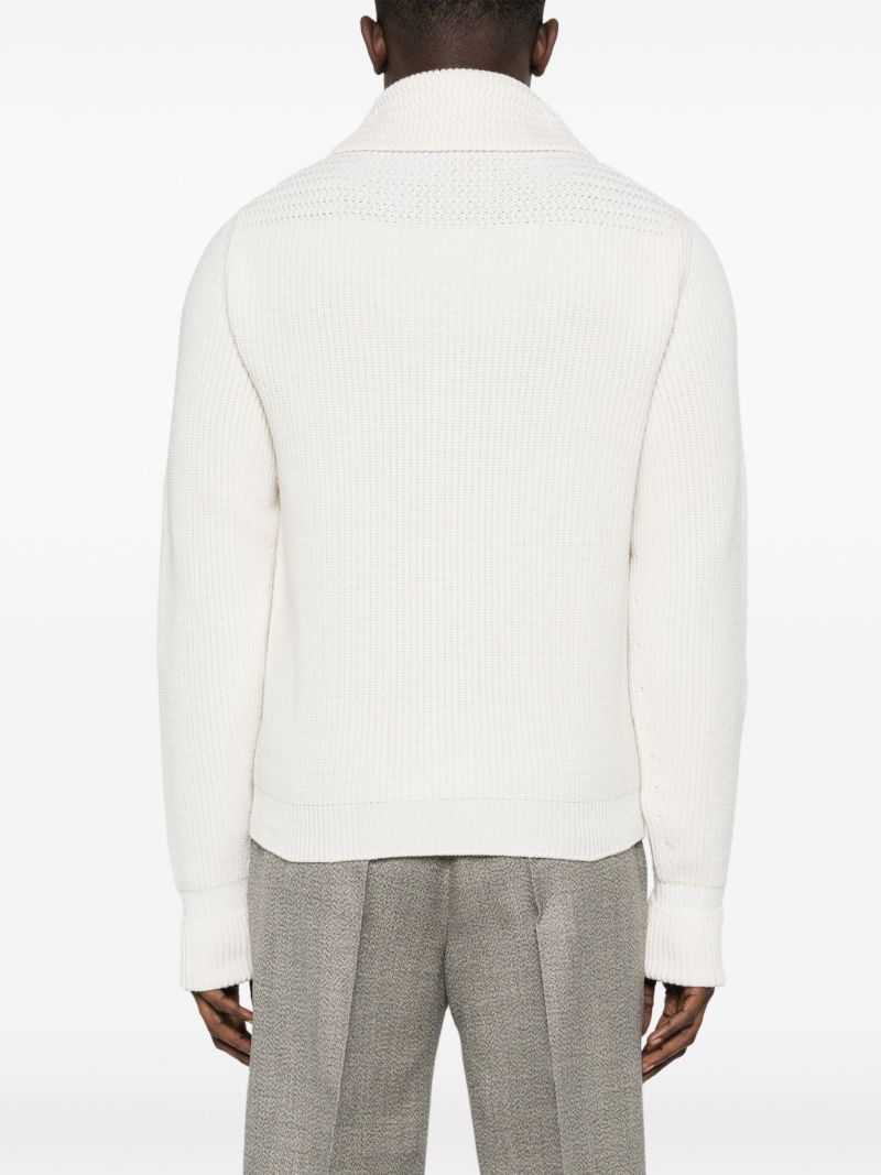 White Shawl-lapel Cashmere Cardigan