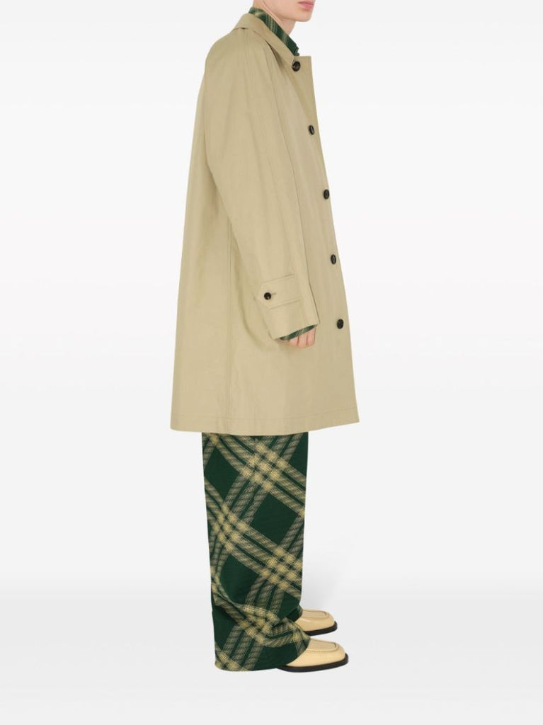 Neutral Single-breasted Gabardine Coat
