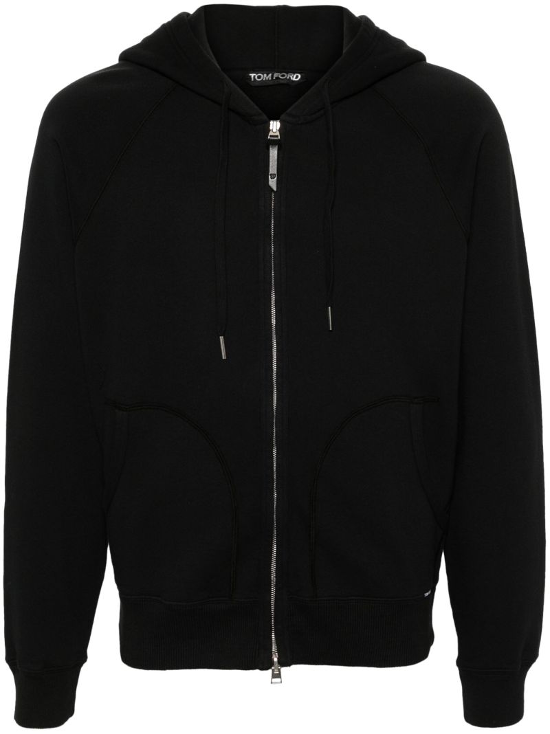 Black Zip-up Cotton Hoodie