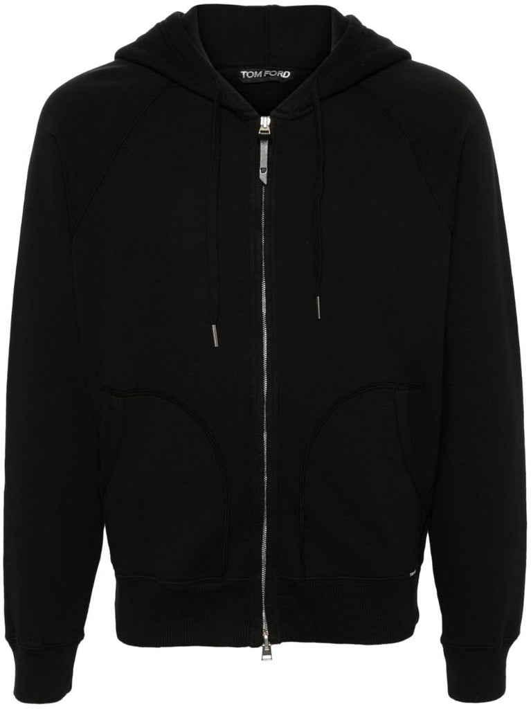 Black Zip-up Cotton Hoodie