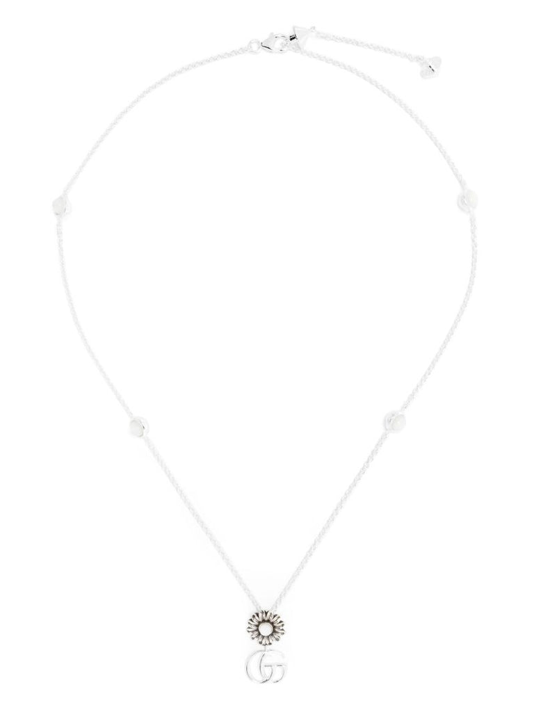 Sterling Silver Gg Marmont Mother of Pearl Necklace