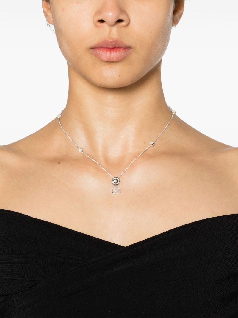 Sterling Silver Gg Marmont Mother of Pearl Necklace