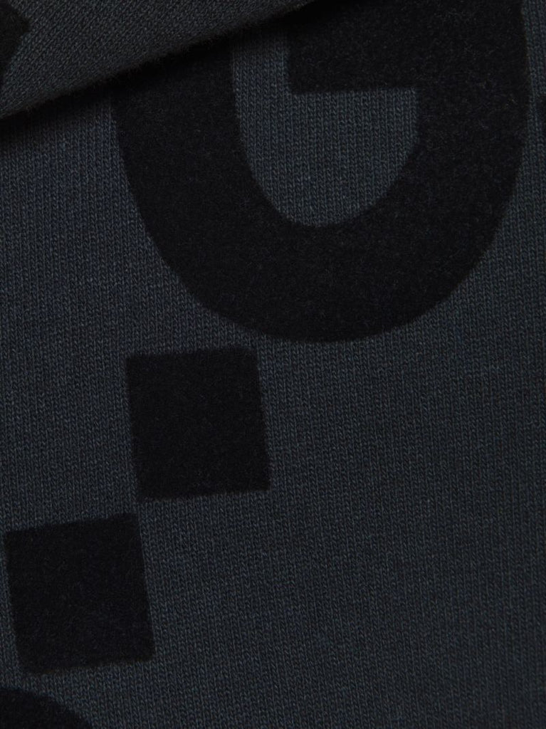 Black Gg Flocked Cotton Hoodie