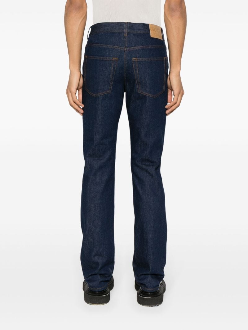 Blue Horsebit Straight-leg Cuffed Jeans