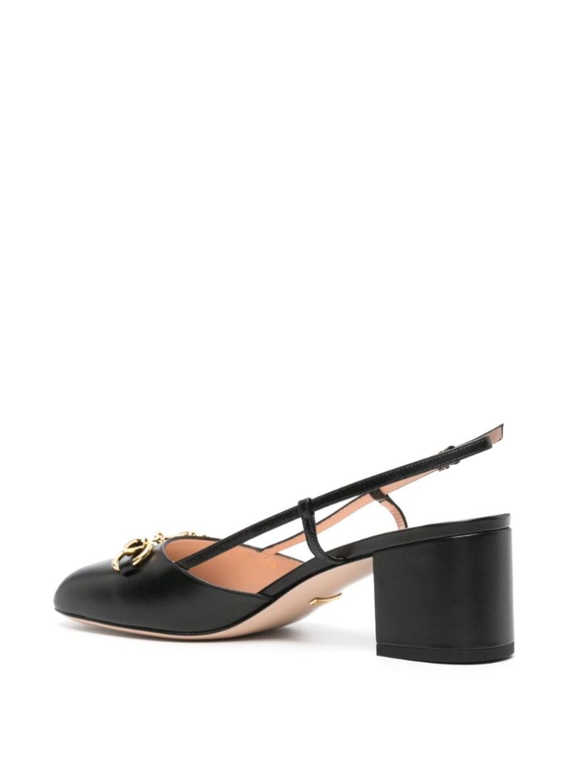 Black Horsebit Leather Slingback Pumps
