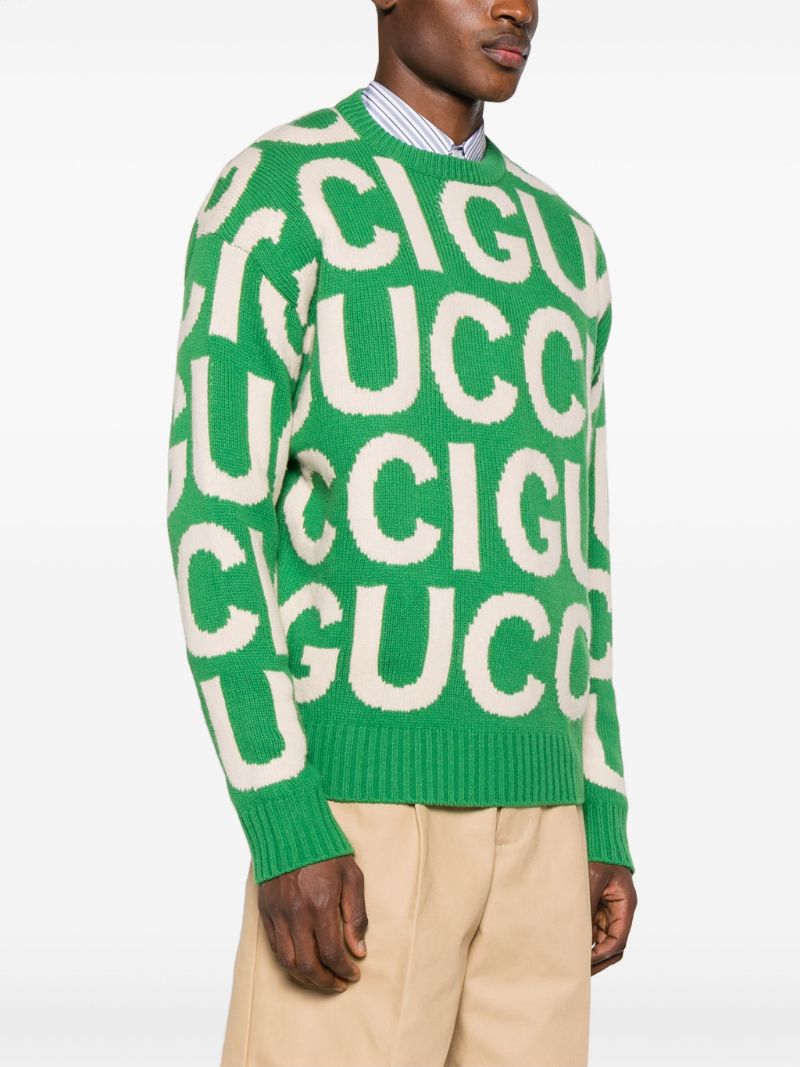 Green Logo-intarsia Wool Jumper