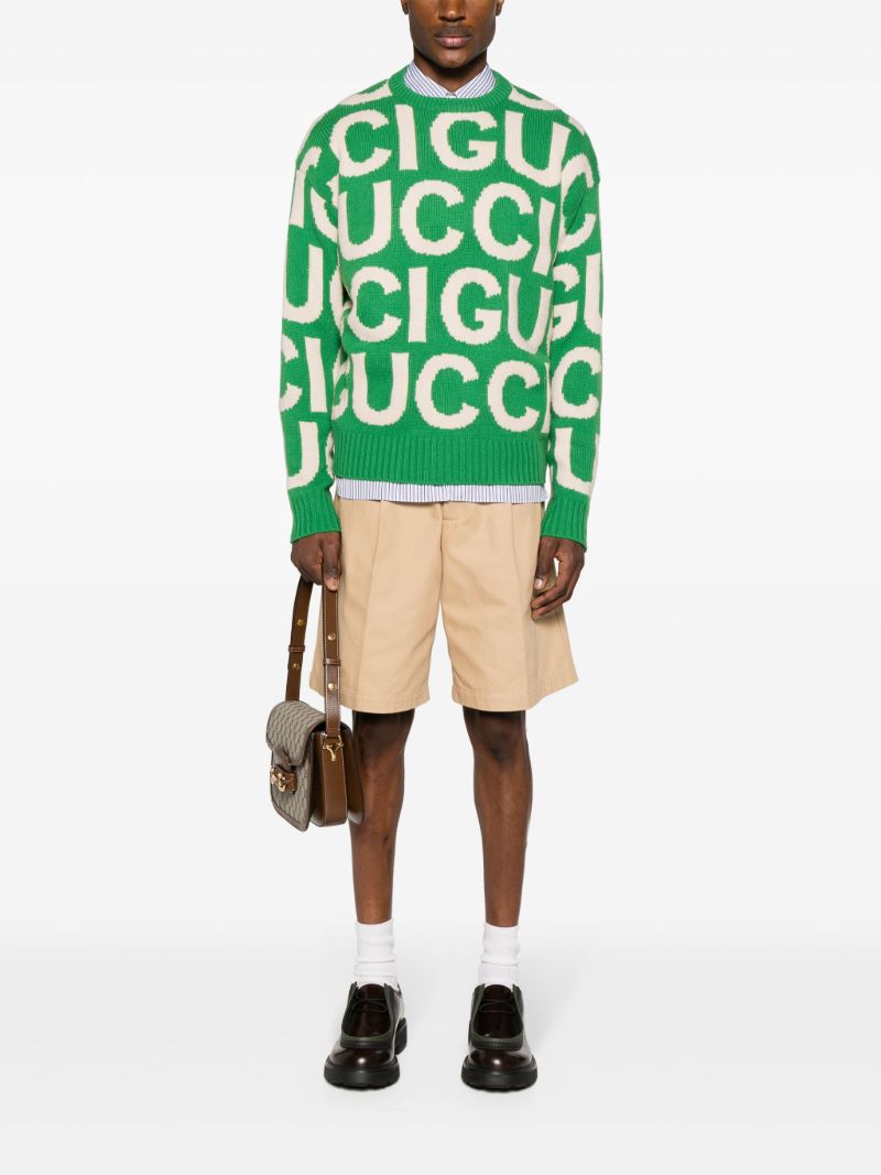 Green Logo-intarsia Wool Jumper