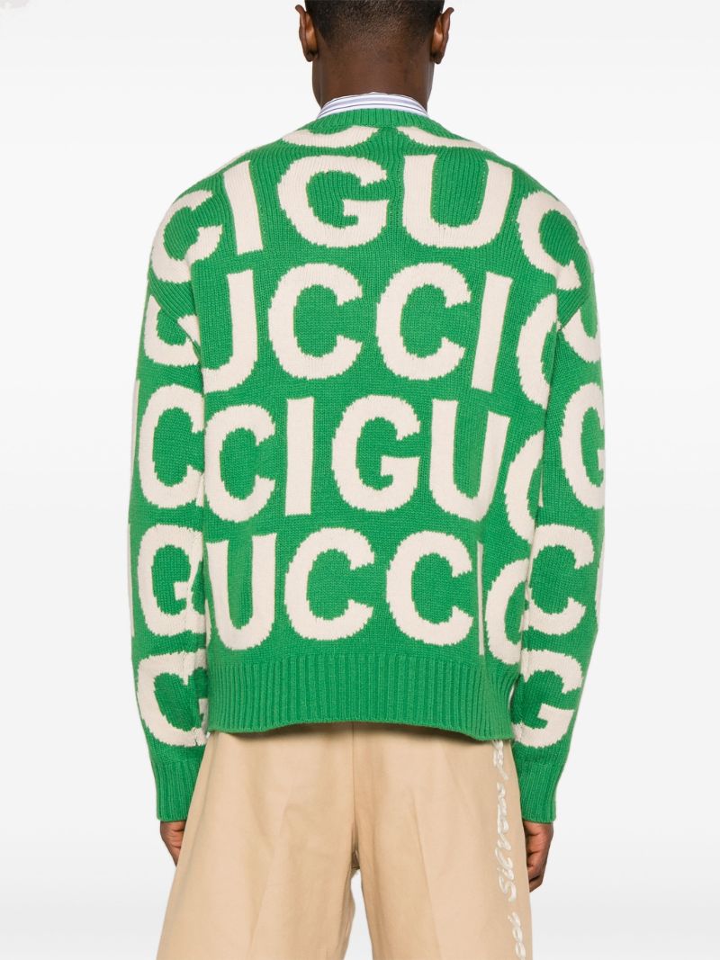 Green Logo-intarsia Wool Jumper