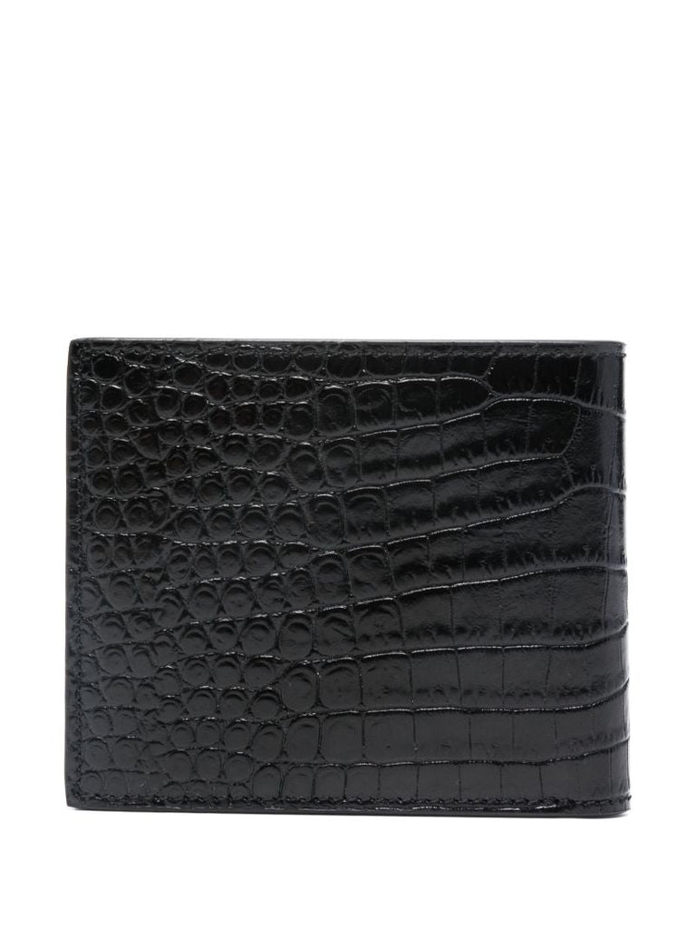 Black Croco-embossed Leather Wallet