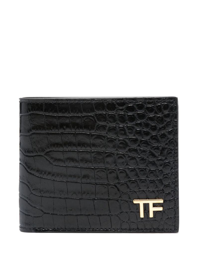 Black Croco-embossed Leather Wallet