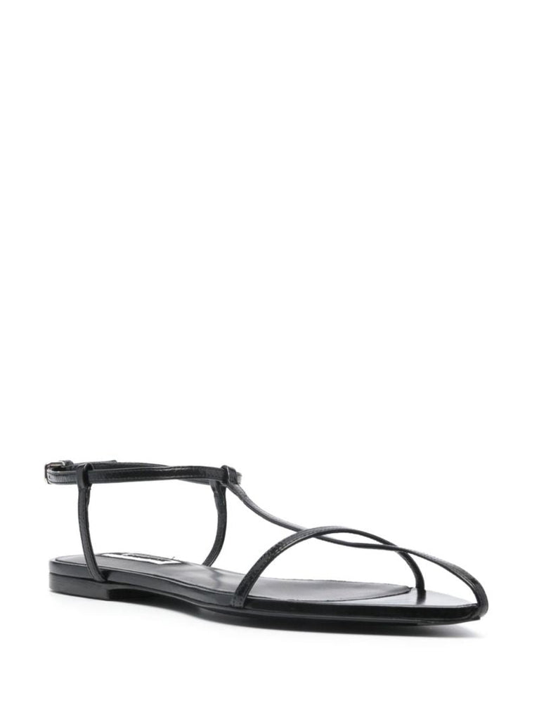 Black T-bar Leather Sandals