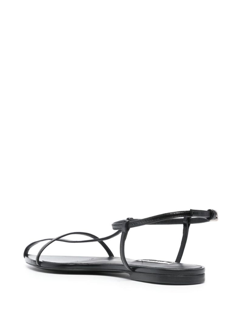 Black T-bar Leather Sandals