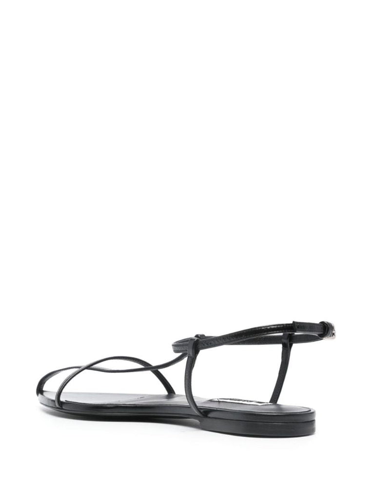 Black T-bar Leather Sandals