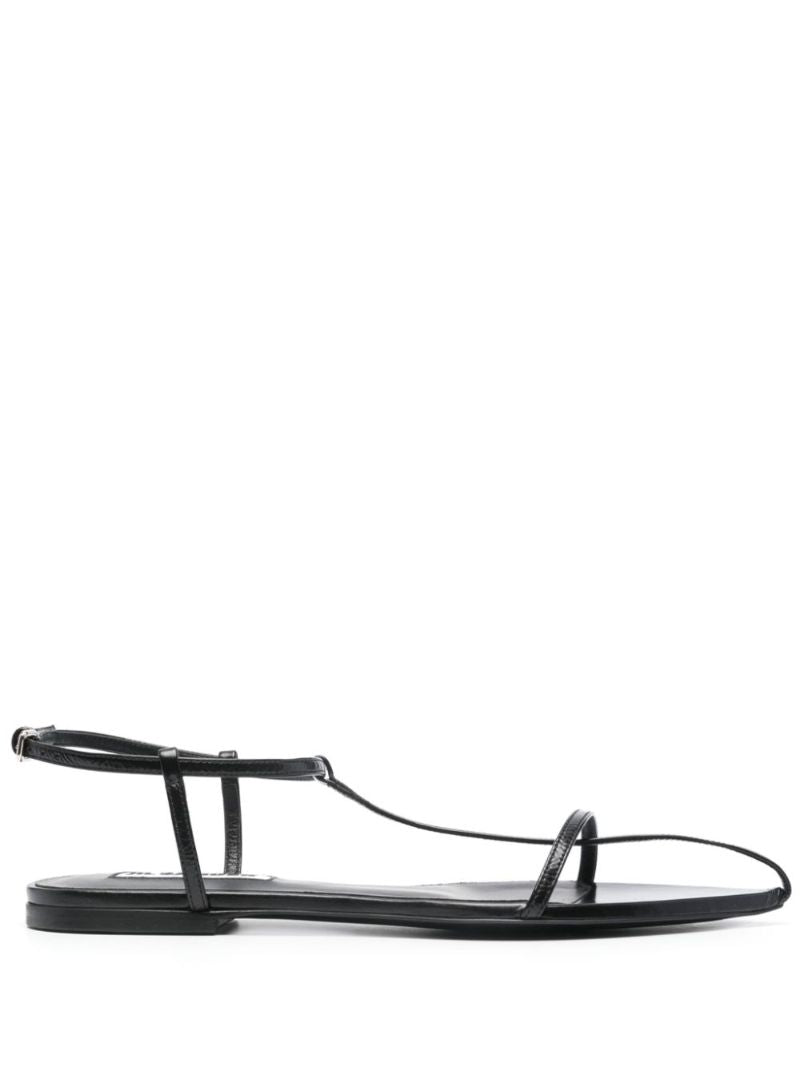 Black T-bar Leather Sandals