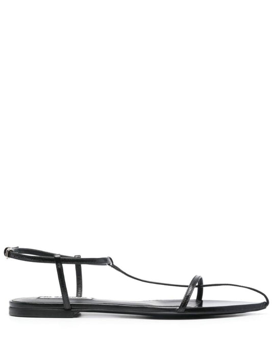 Black T-bar Leather Sandals