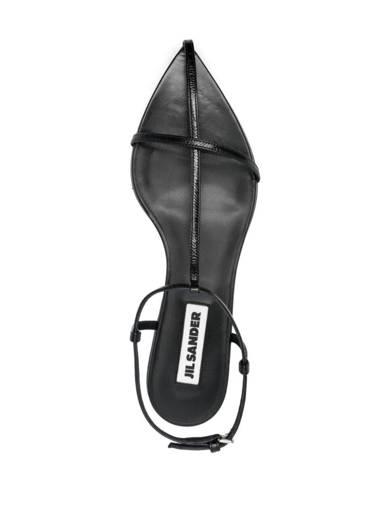Black T-bar Leather Sandals