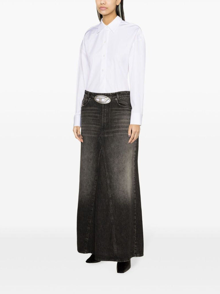 Black De-pago Denim Maxi Skirt