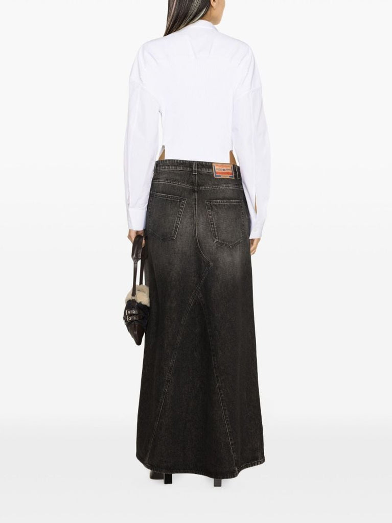 Black De-pago Denim Maxi Skirt