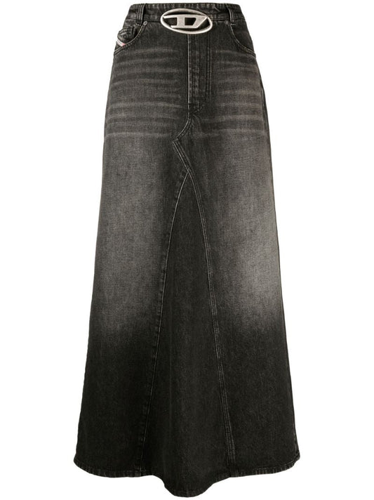 Black De-pago Denim Maxi Skirt