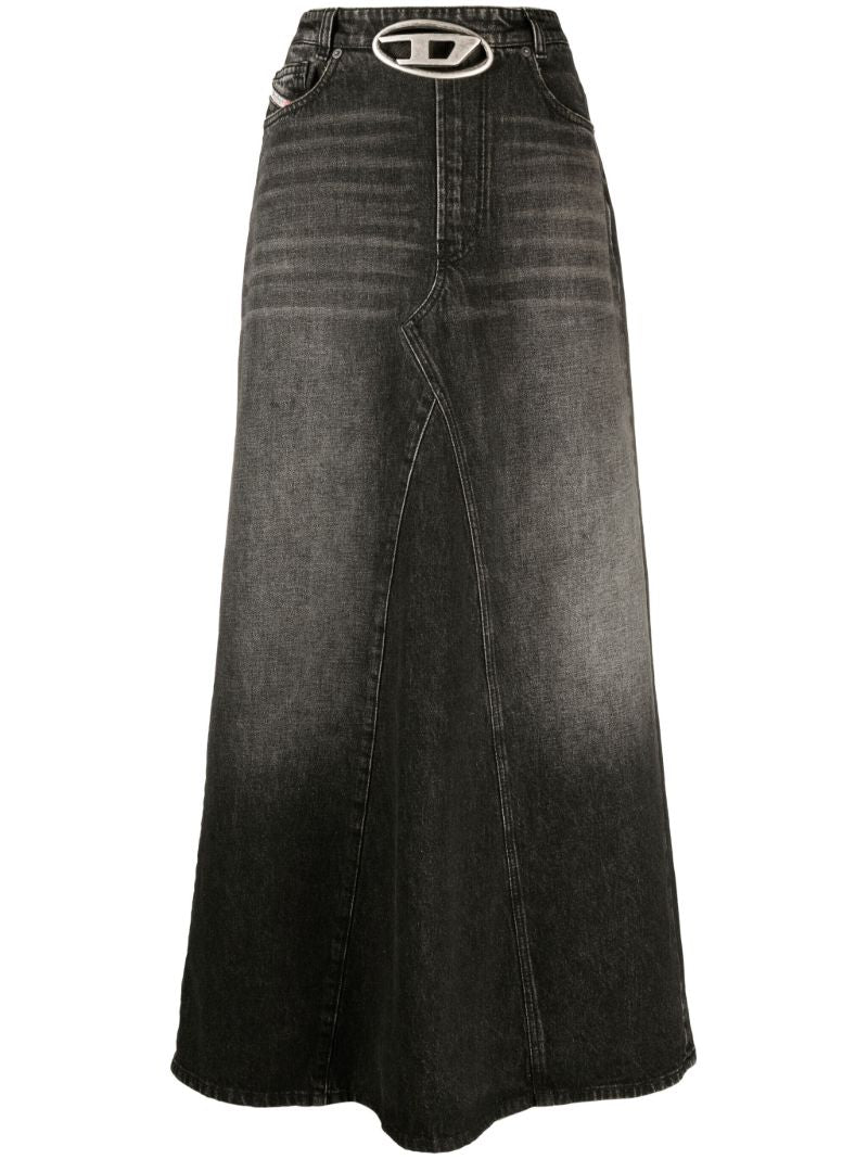 Black De-pago Denim Maxi Skirt
