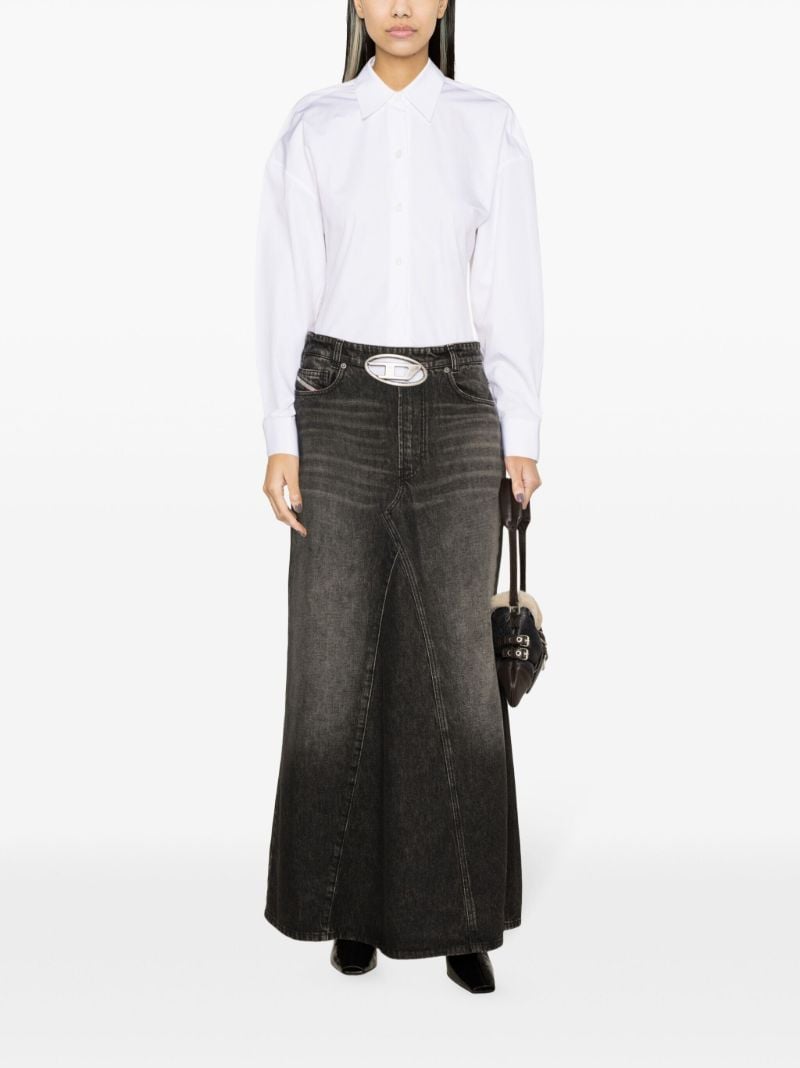 Black De-pago Denim Maxi Skirt